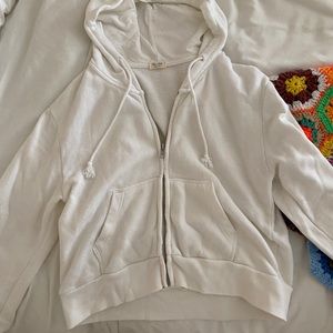 White Brandy Melville Crystal Zip Up Hoodie